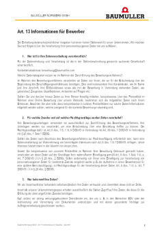 Art. 13 Informationen für Bewerber