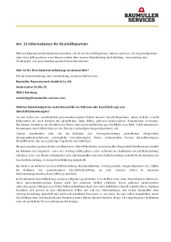 Art. 13 Informationen für Geschäftspartner